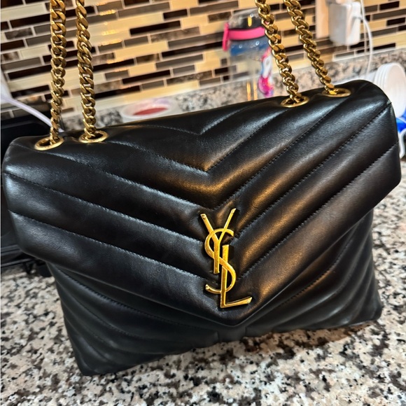 Yves Saint Laurent Black and Gold Quilted Shoulder Bag - Picture 5 of 5